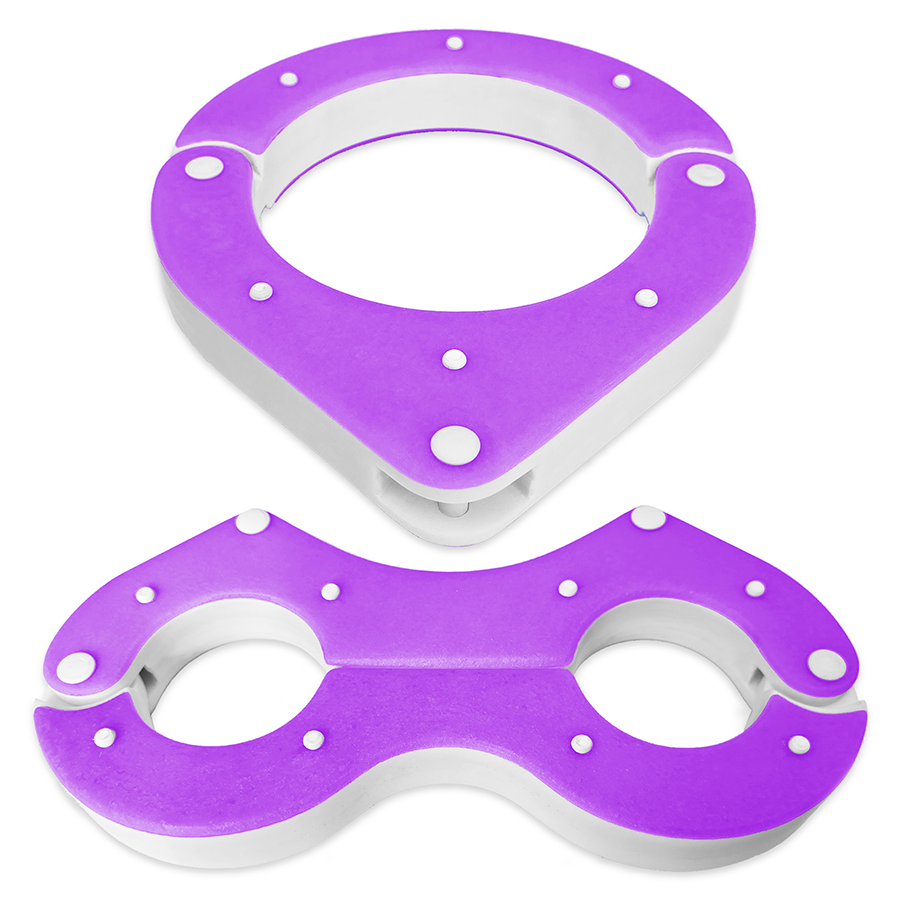 BDSM Collar and Wrist Pillory Combo – Purple and White – Handmade High-Quality Resin BDSM Set with Free Chain and Padlocks – Exclusive Design by Chantelleh23