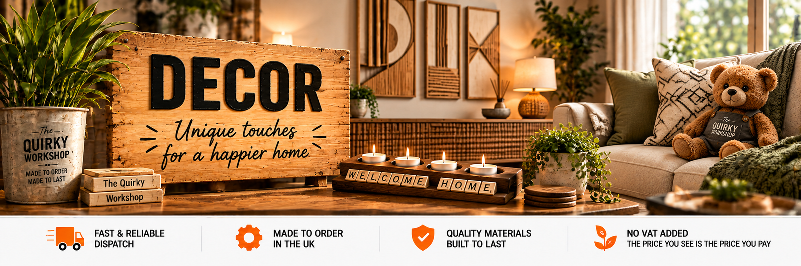 Home decor and wall art UK collection with wooden decorative pieces and unique wall designs