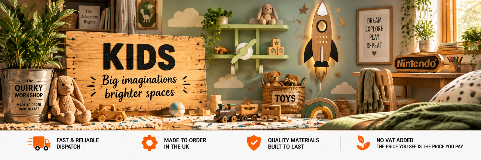 Kids bedroom accessories and room décor including shelves, furniture, gadgets and nursery designs