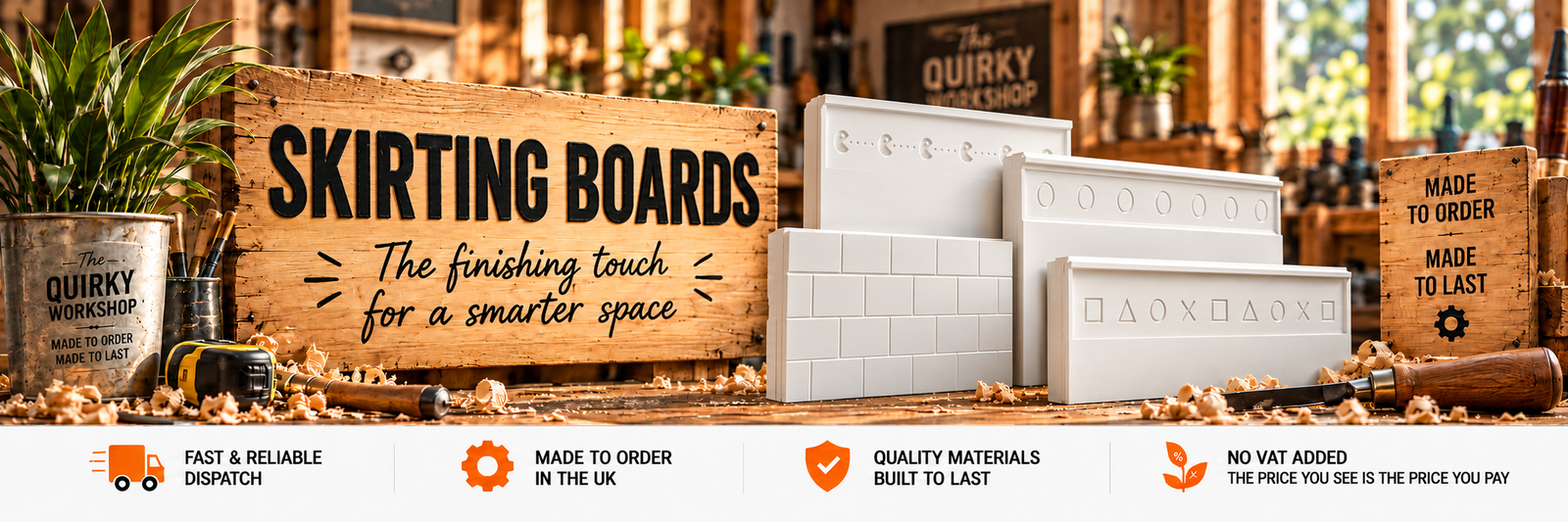 Made-to-order MDF skirting boards in modern, decorative, grooved, bullnose, square edge and chamfered styles