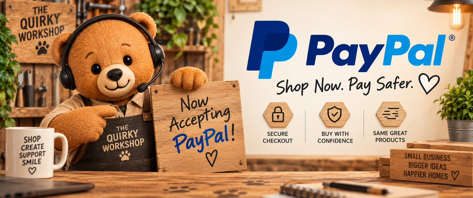PayPal at The Quirky Workshop for secure online payments and eligible PayPal payment options