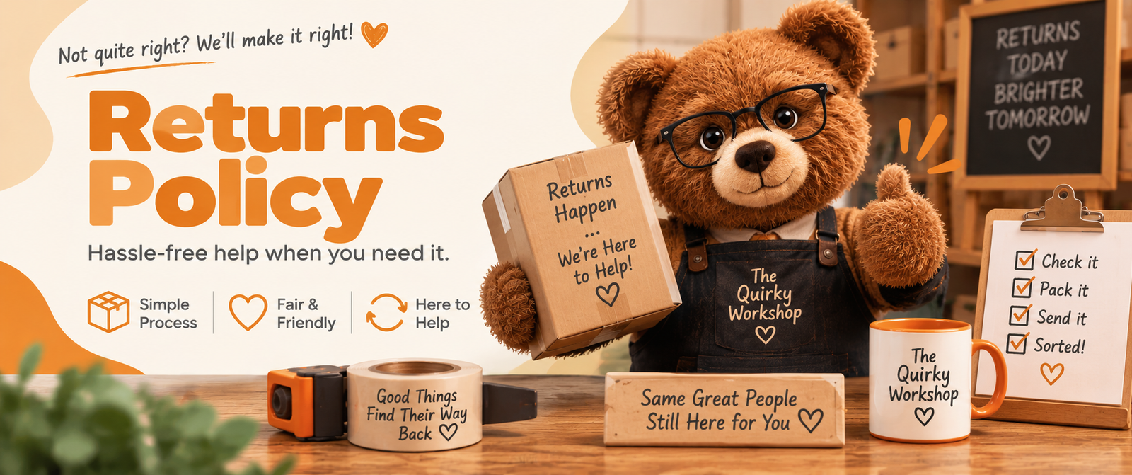 The Quirky Workshop Returns Policy for returns, refunds and cancellations