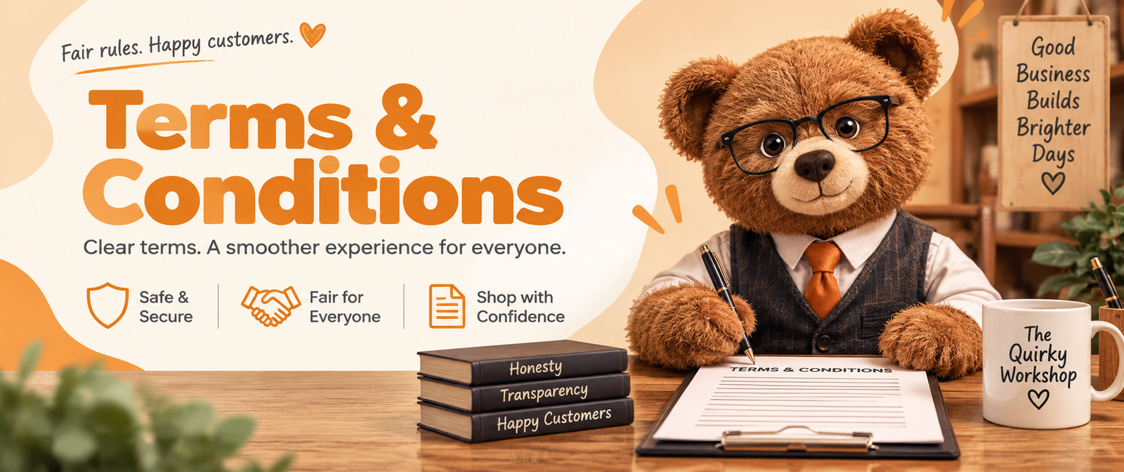 The Quirky Workshop Terms & Conditions for custom and made-to-order products